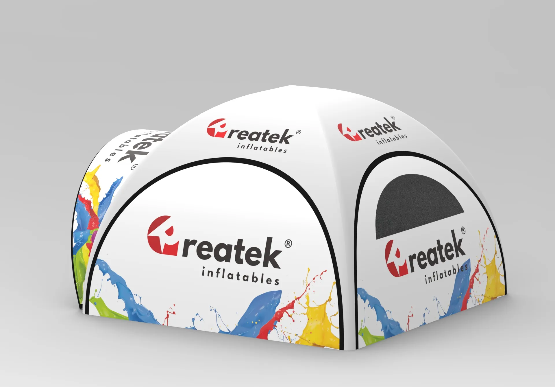 Reklamní Nafukovací Pneumatický Stan - 7 x 7 m -  s přední prodlouženou stříškou